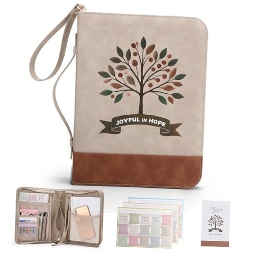 Bible Cover Case, Premium Leather Carrying Book Case with Handle&Zippered 