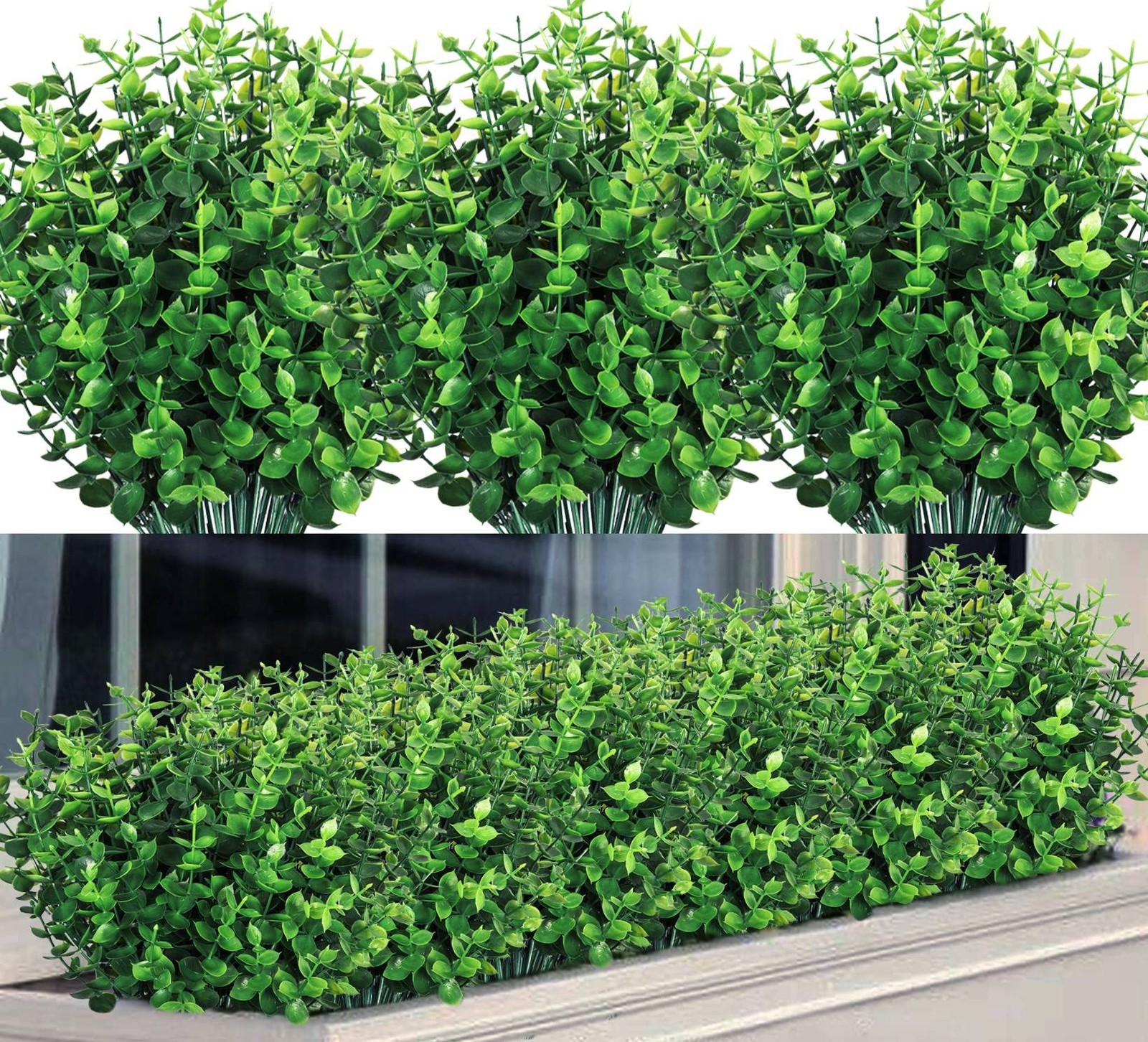 8 Bundles Artificial Greenery Stems Fake Plants Outdoor UV Resistant Faux Pla...