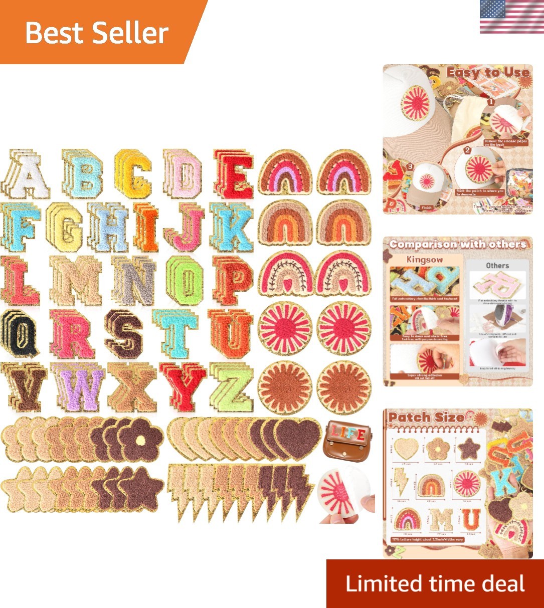 Patches Self-Adhesive Chenille Letters for Clothing: Vintage 124PCS Embroider...