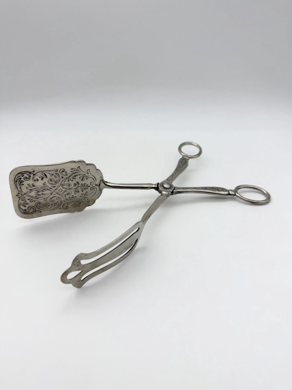 Vintage Italian Silver Plated Pastry Cake Tongs