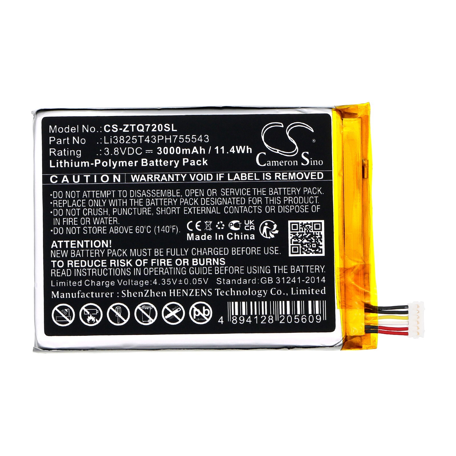 BATTERIE 3000mAh Li3825T43PH755543 For ZTE SRQ-V72M Digital Life Controller