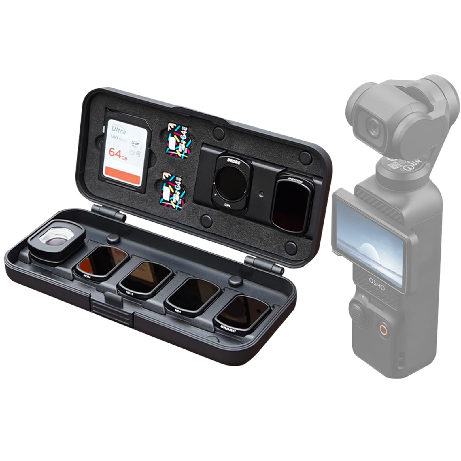 Sinyutia Filter Case for DJI Pocket 3, Magnetic Lens 11.3 x 5.5 x 2 cm, Black 