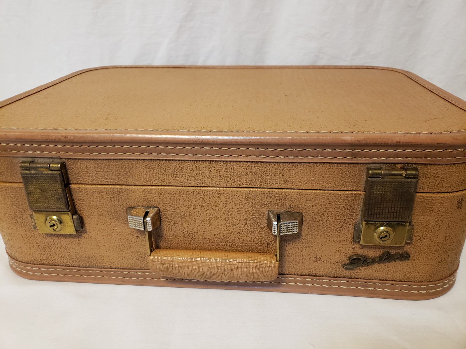 Vintage Starline Suitcase Brown/Tan 18" x 12" No Key