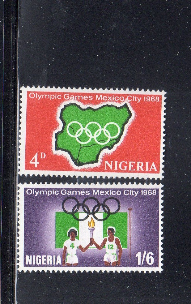 NIGERIA #222-223 1968 OLYMPIC GAMES MEXICO MINT VF NH O.G 