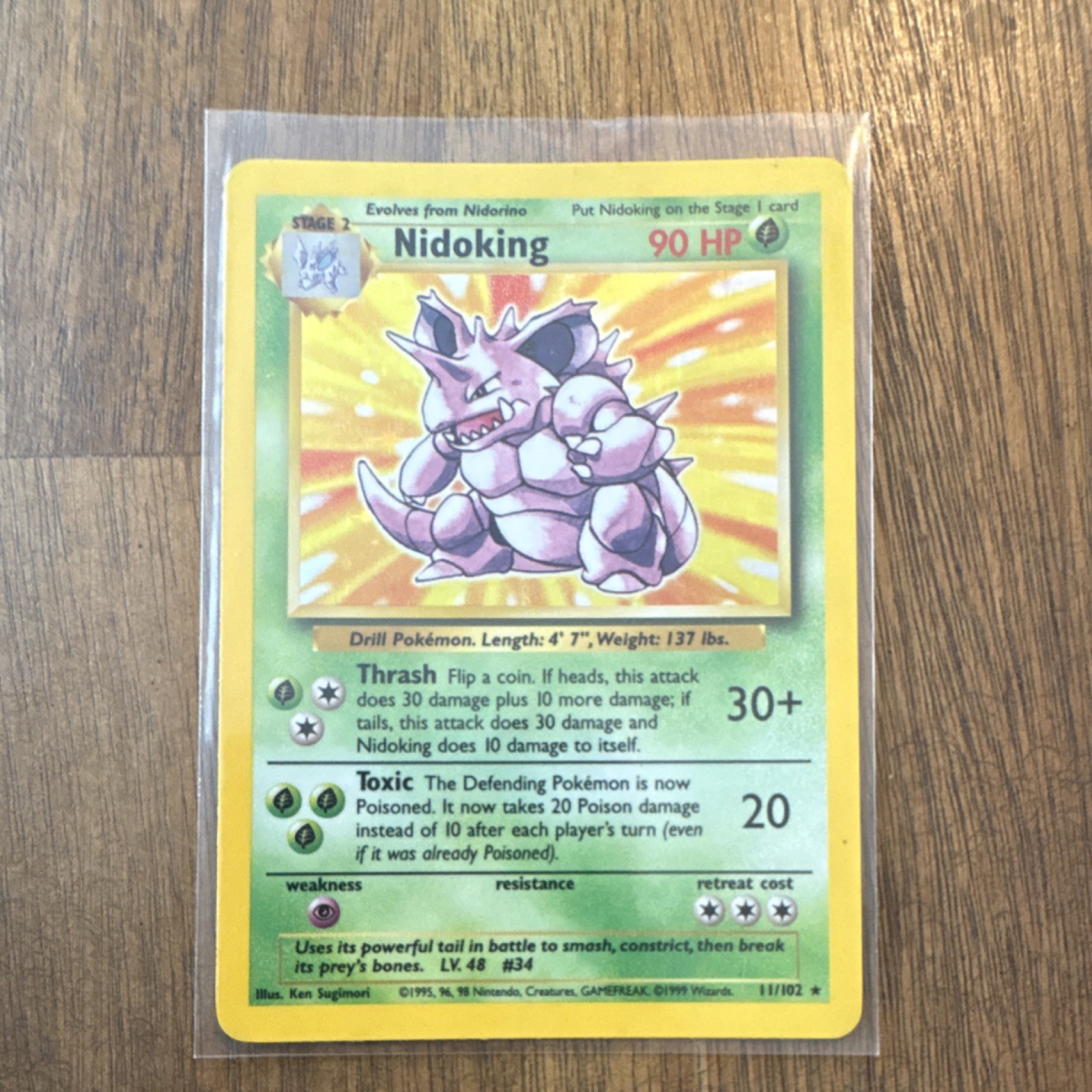 Pokémon Nidoking Base Set Holo Rare Card 11/102 90 HP English Stage 2