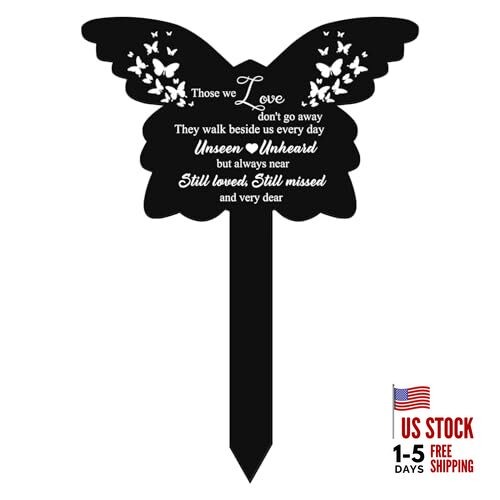 Memorial Grave Marker Metal Plaque for Cemetery Cardinals, Butterfly Style