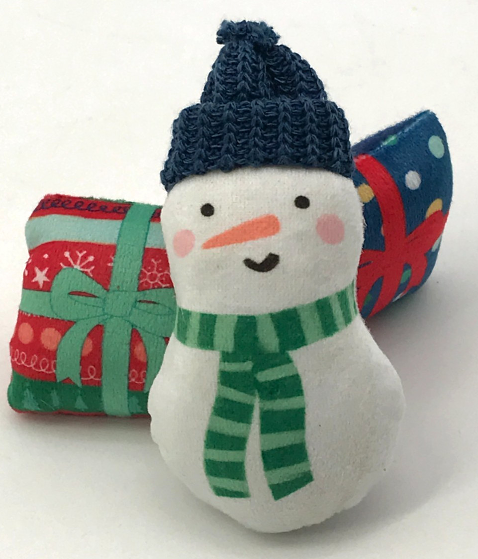 Christmas Cat Toys Stocking Stuffer Snowman & 2 Presents Cute