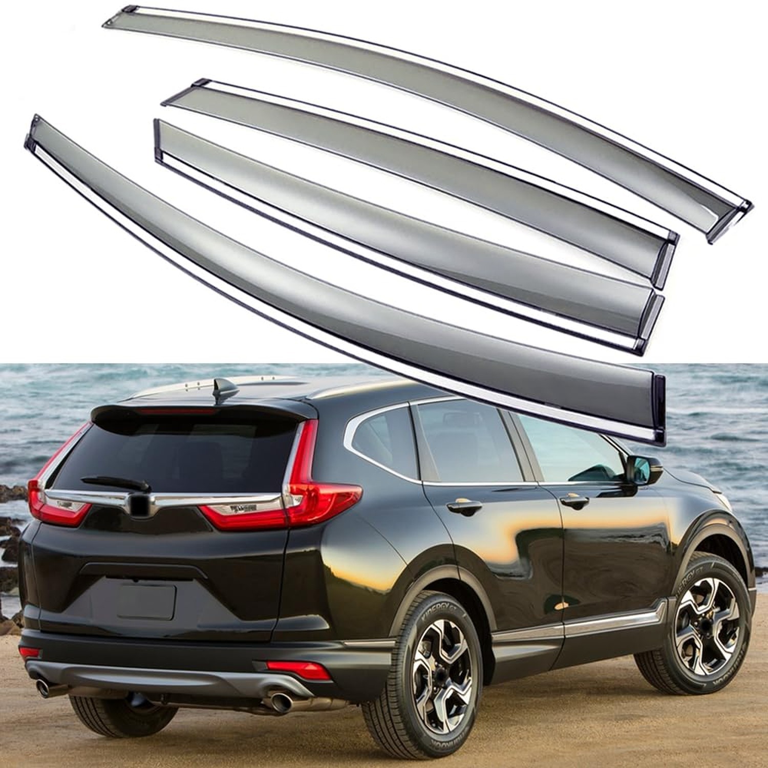 Sun/Rain Guards Wind Deflector Window Visor Compatible with 2017-2022 Honda C...
