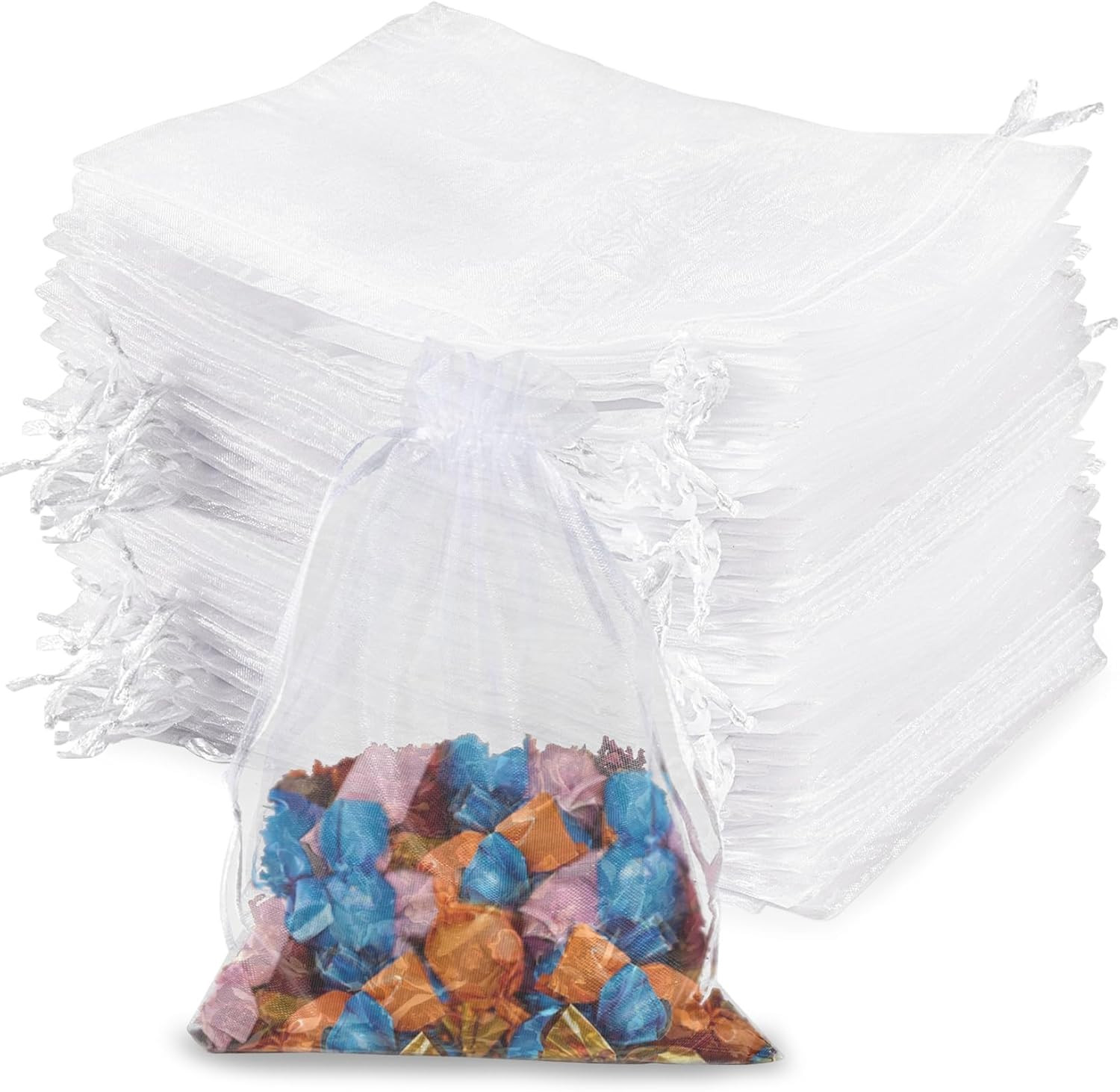 100PCS Organza Bags 4"x6" - Small Organza Sachet Jewelry Gift Favor Bags Drawstr