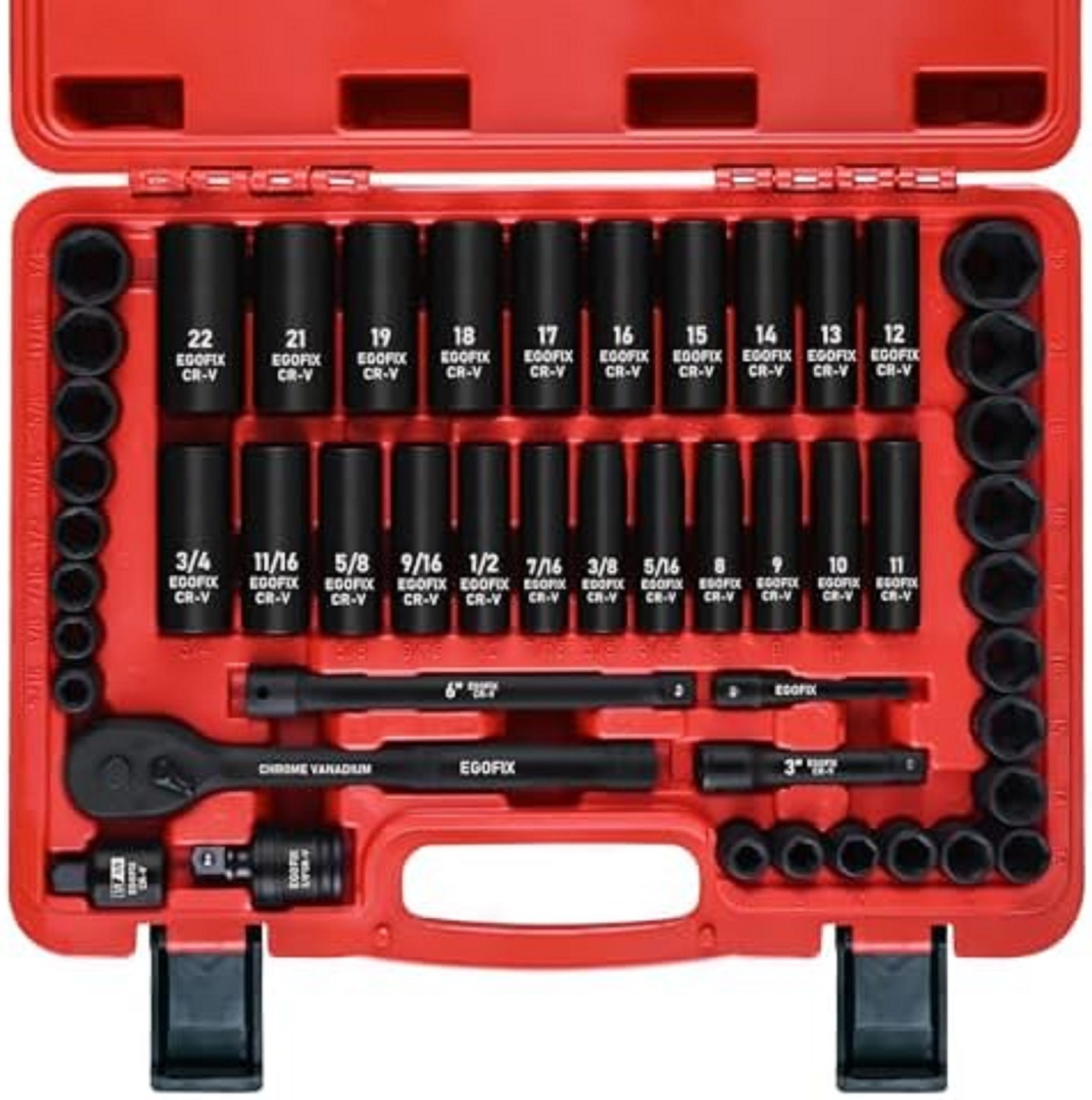3/8 Inch 50 Piece Milwaukee 6 Point Impact Socket Ratchet Drive and Metric Set