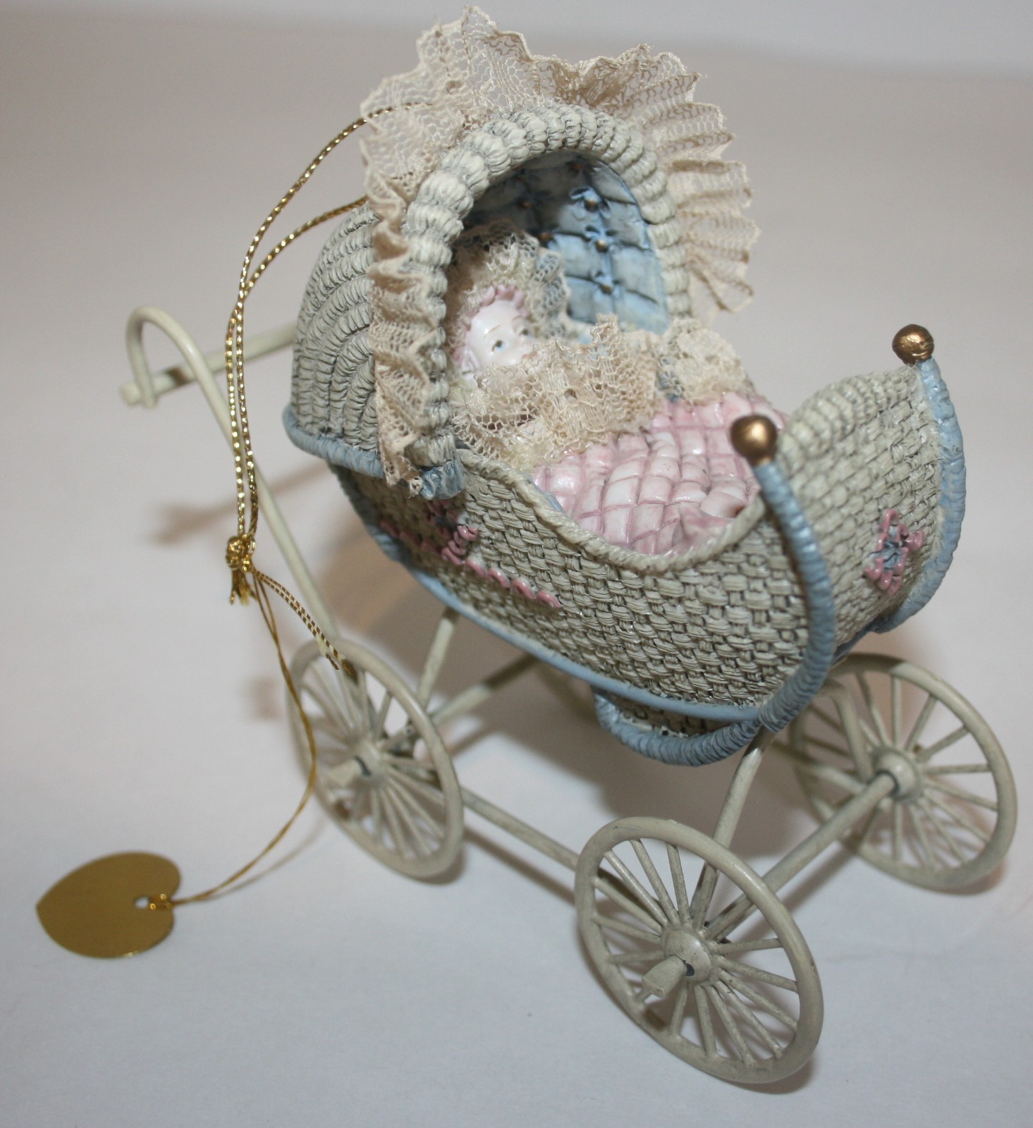 Louis Nichole Victorian Mini Doll Stroller With Baby Pram