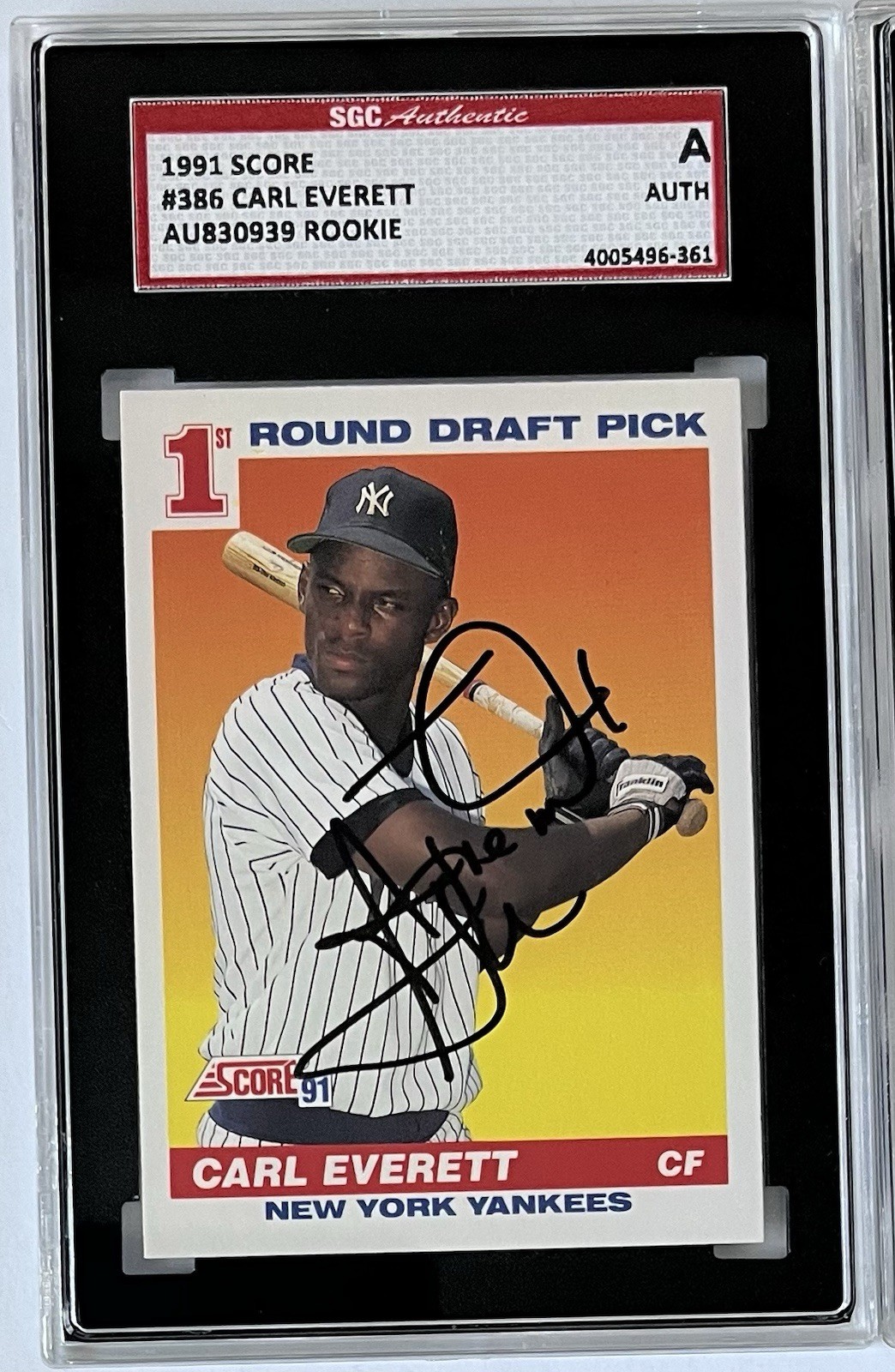 Carl Everett Yankees Signed Autographed 1991 Score #386 Rookie - SGC Authentic
