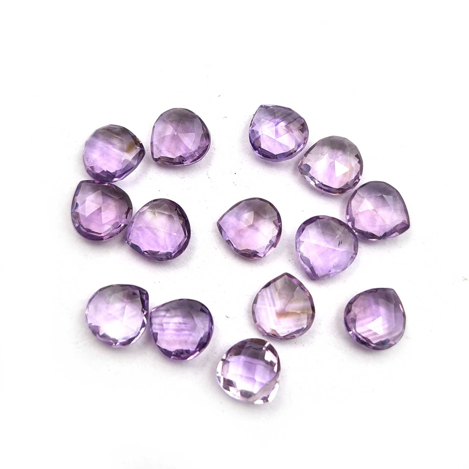 Natural Pink Amethyst Heart Briolette Cut Stone Lot 21 Pcs 6 MM 16 CT
