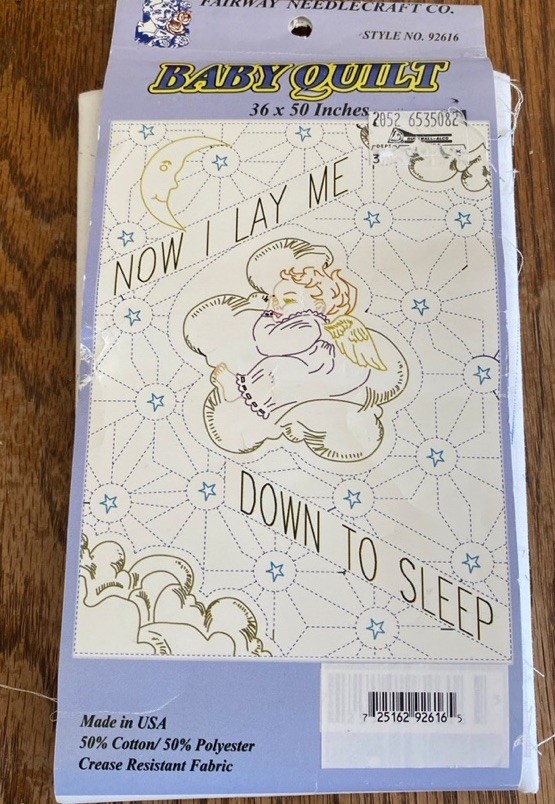 Fairway Baby Quilt Top To Stitch Now I lay Me Down New  Stamped Embroidery
