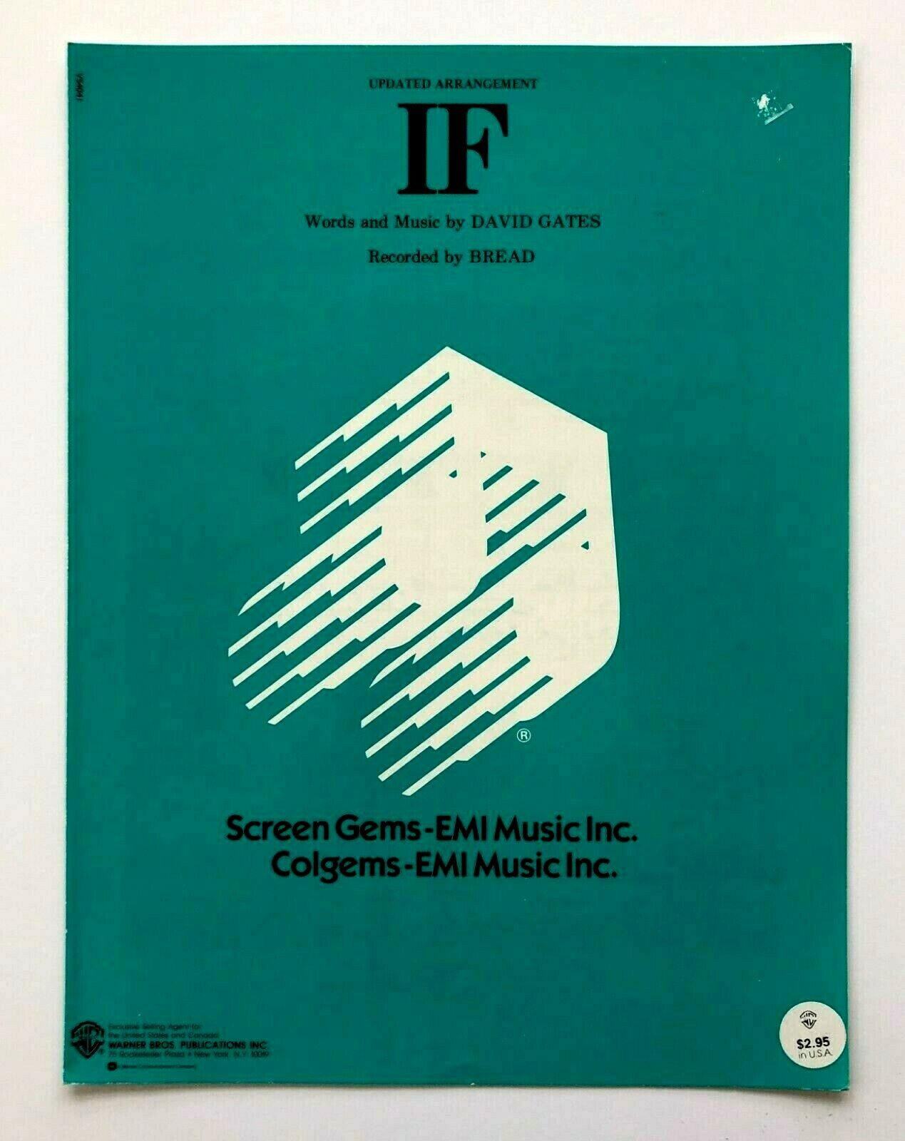 If  Recorded By Bread 1971 Vintage Sheet Music Piano Guitar Gates Folk Ballad