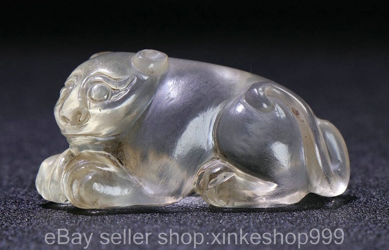 2" Chinese Natural Crystal Carving Fengshui Animal badger Statue