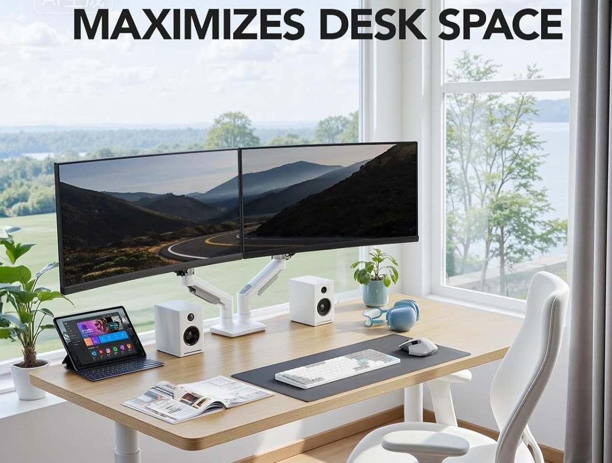 HUANUO HNDS6W Dual Monitor Articulating swivel arms Stand 13 to 32 Inch Screens