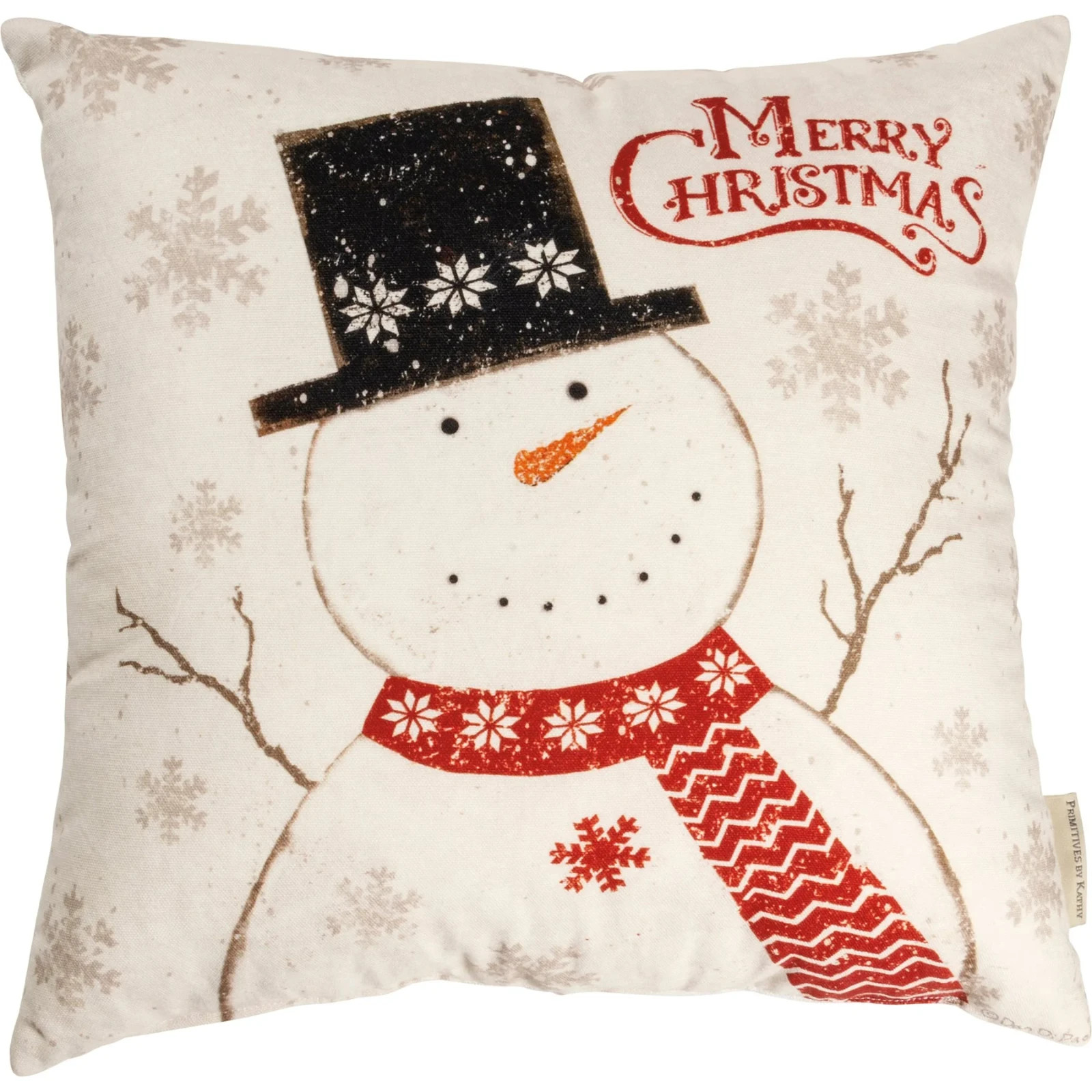 Snowman "Merry Christmas" Throw pillow, 16 x 16, Rustic Style, PBK NWT