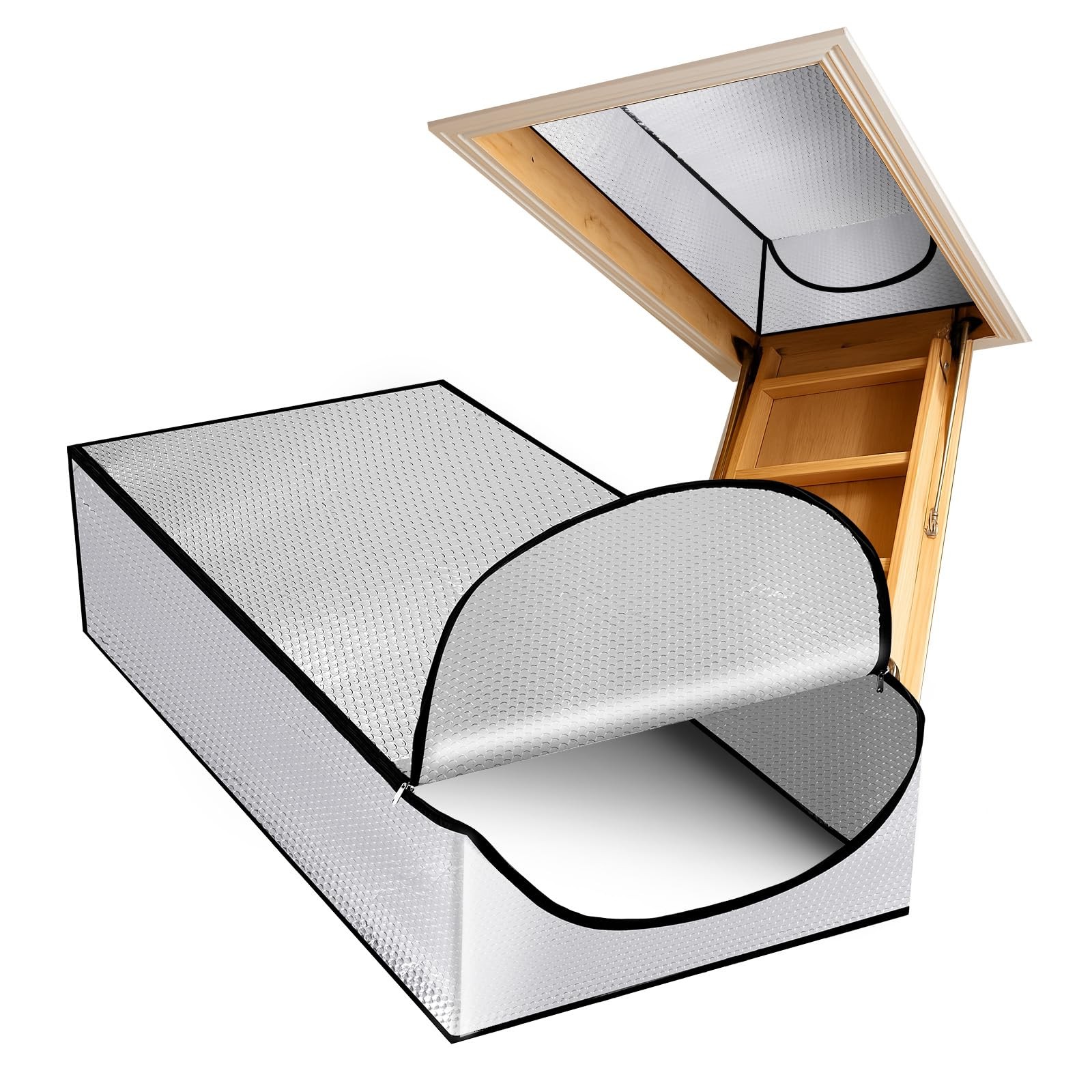 Attic Stairway Insulation Cover, Premium Energy Saving Door Tent Silver 