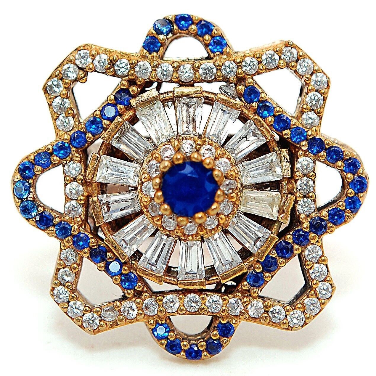 Ottoman Empire Style 6CT Treated Sapphire 925 Sterling Silver Ring Sz 7 HB2-6