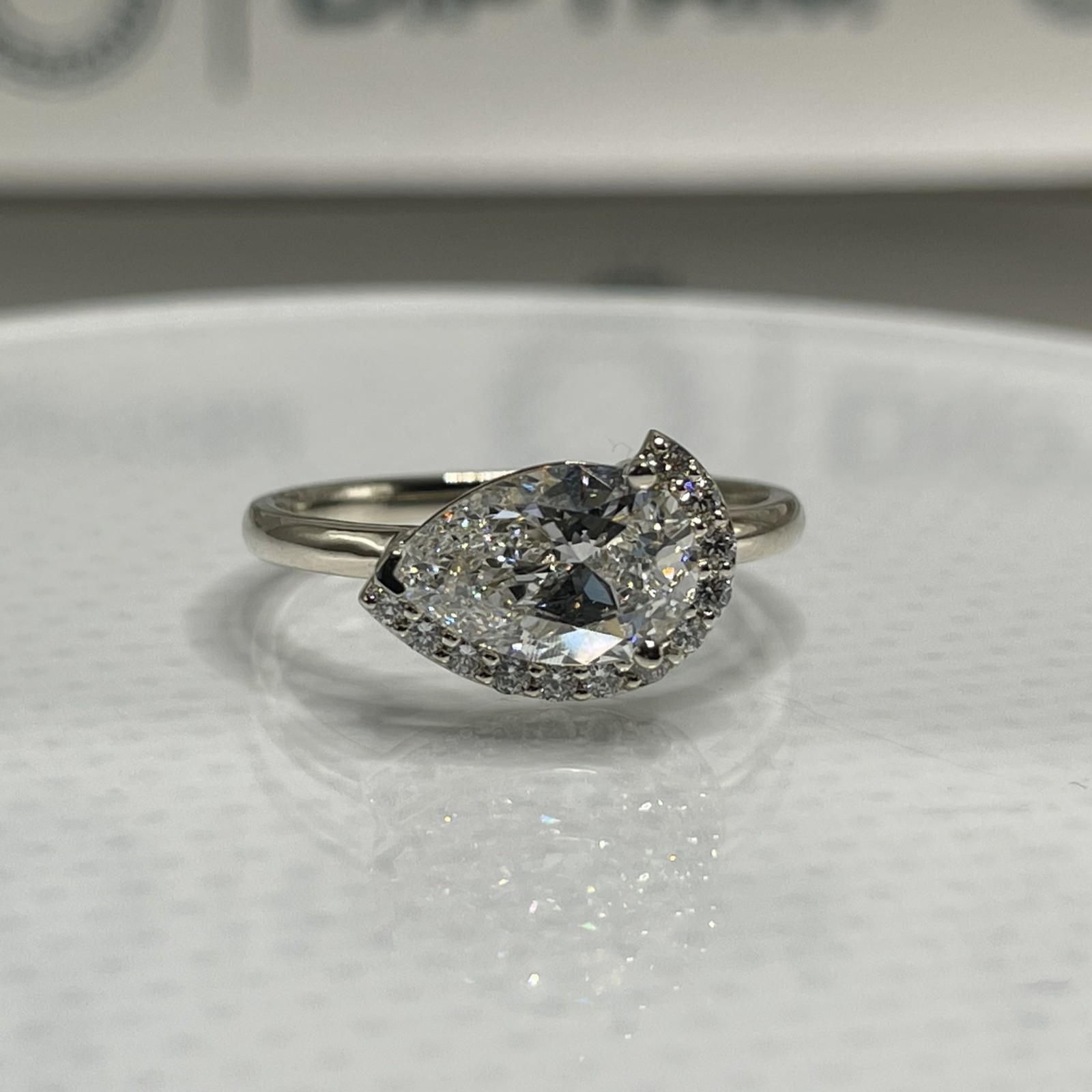 IGI Certified 1.67 CT Pear Cut Lab Grown Diamond Engagement Ring 14k White Gold