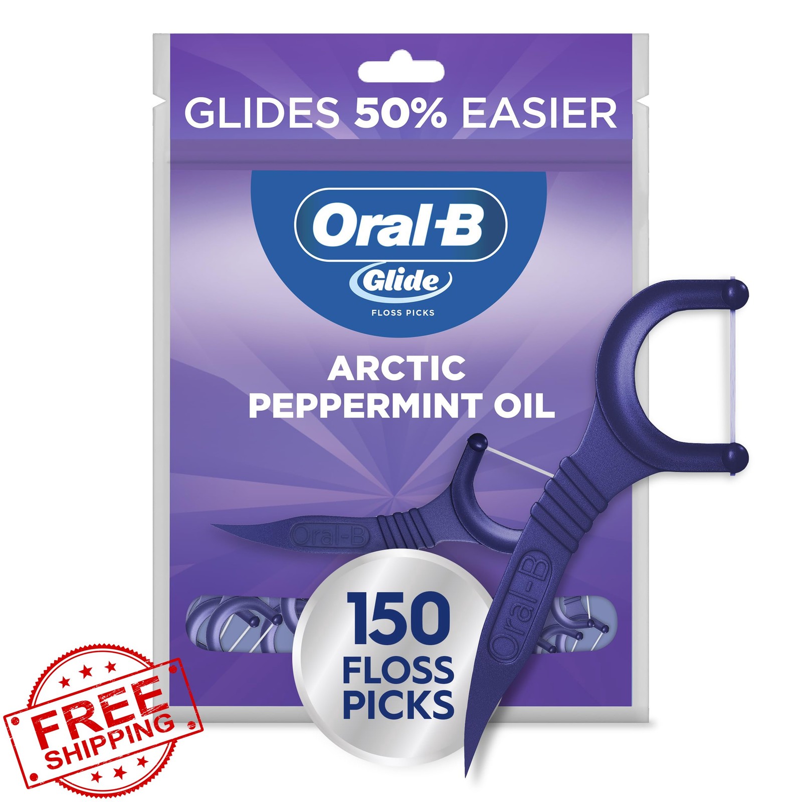 Oral-B Glide Peppermint Floss Picks 150 Picks Arctic Flavor