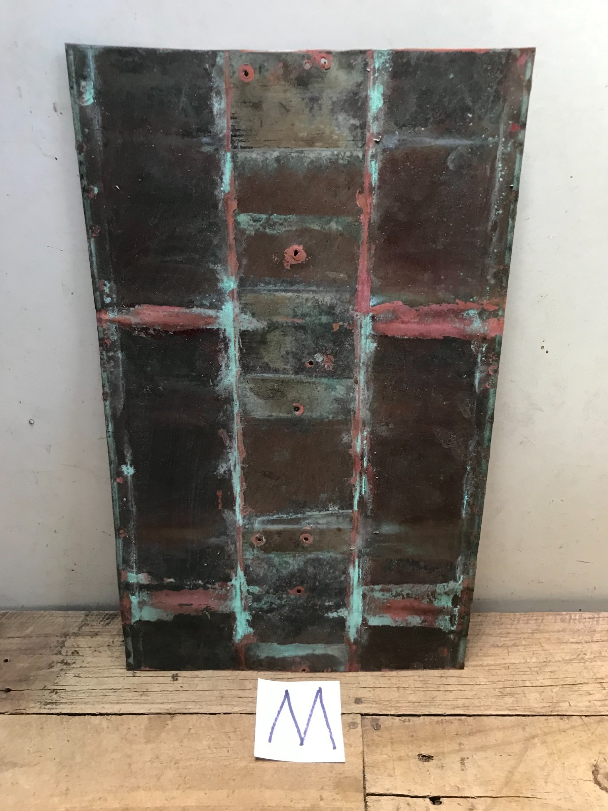 Sheet Copper 18" x 11" Natural Patina Colors Verdigris gauge 24 (M)