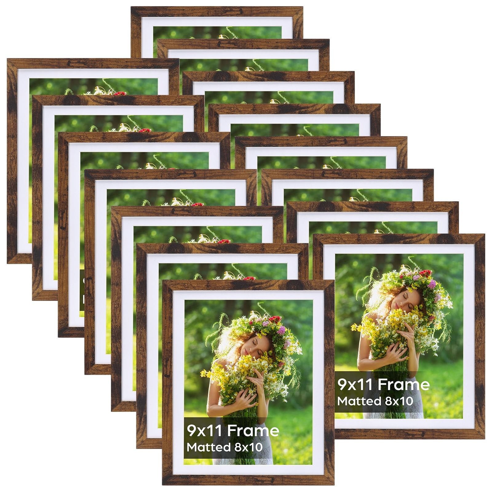Lyeasw 8x10 Picture Frame 15 Pack, Display Pictures 8x10 with Mat or 9x11 wit...