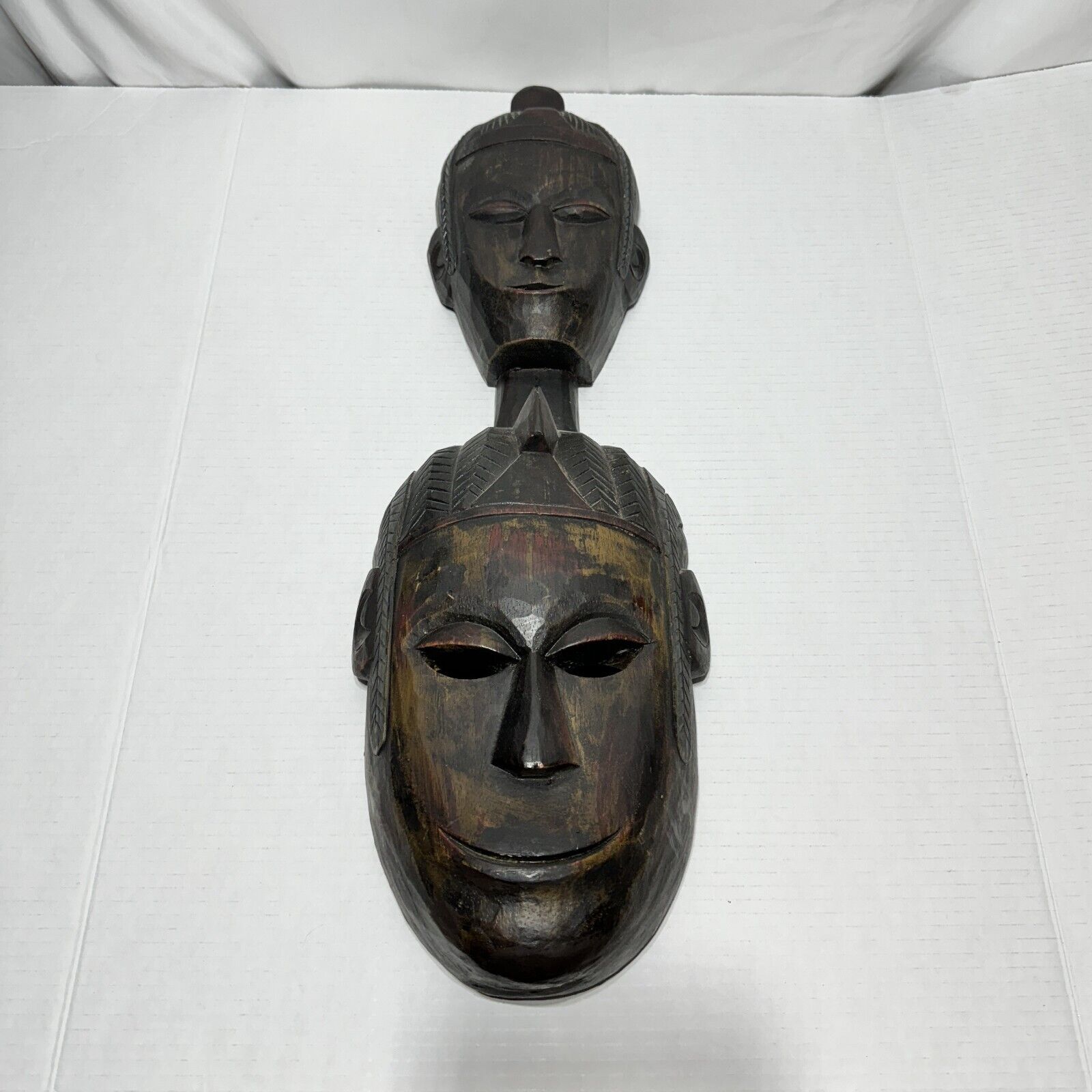 RARE Ivory Coast African 14" Hand-Carved Wooden Mask Wall Decor