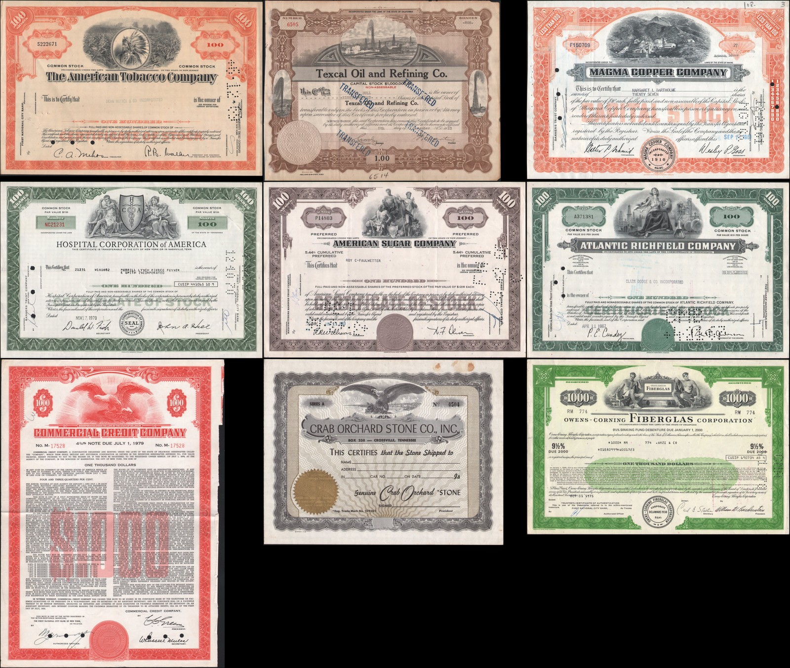 US 9 stock certificates
