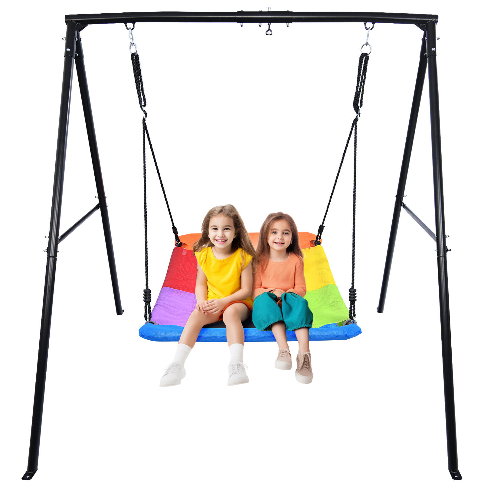 440lbs Heavy Duty Metal Swing Set for Kids Adult Playset with 60" Platform Swing