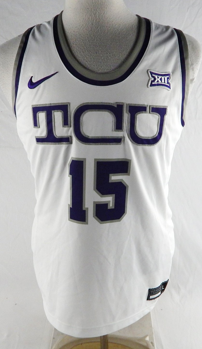 2021-22 Texas Christian TCU Frogs #15 Game Issued White Jersey Basketball L 730