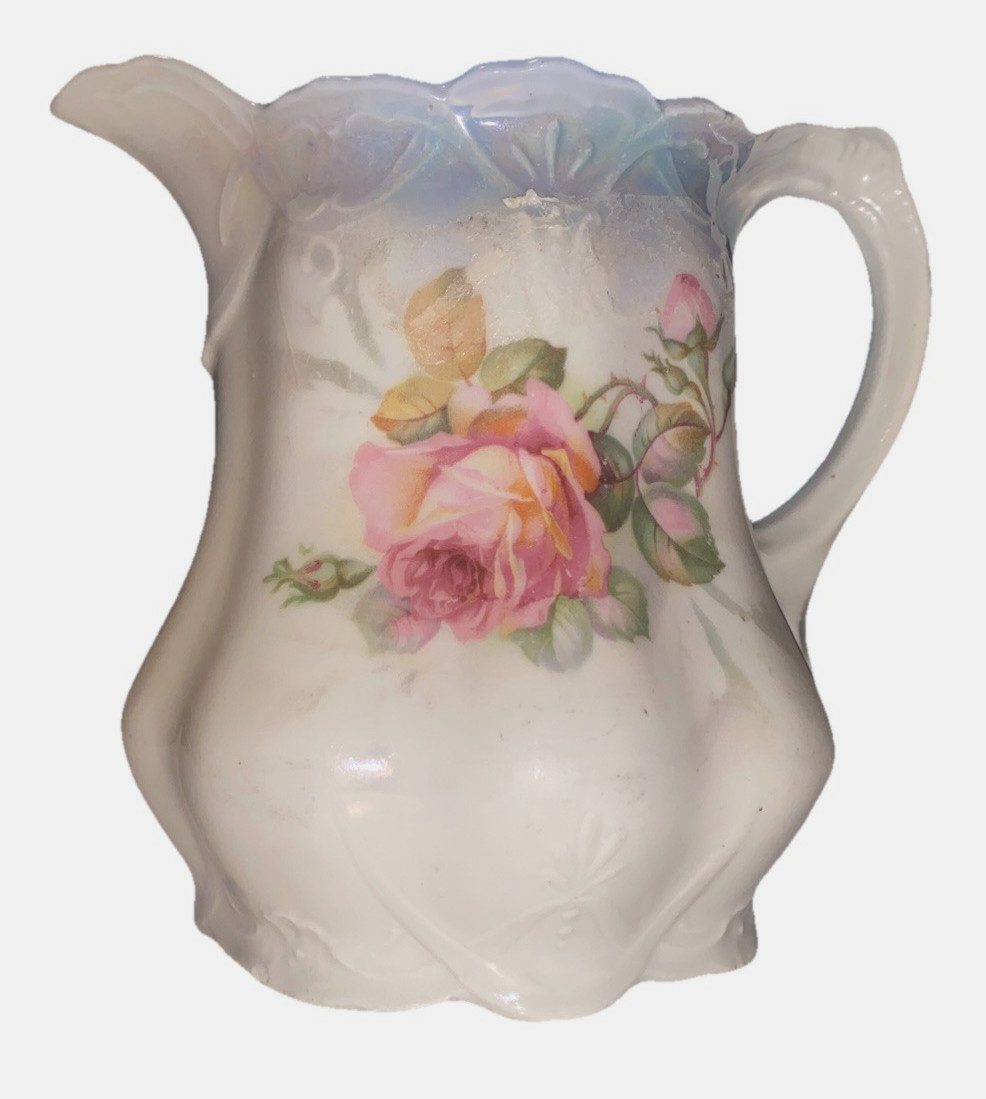 Leuchtenburg Vintage Porcelain Pitcher Hand-Painted Rose Motif