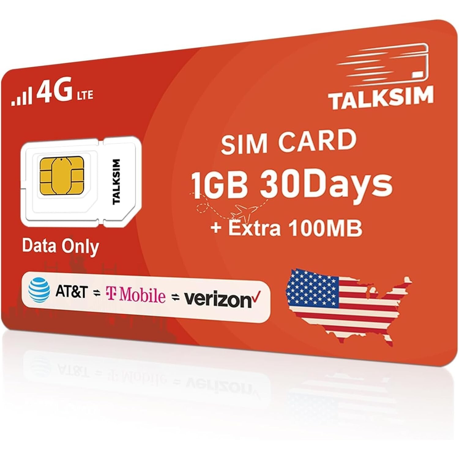 Data SIM Card 1.1GB 30Days Verizon AT&T T-Mobile 4G LTE for Devices