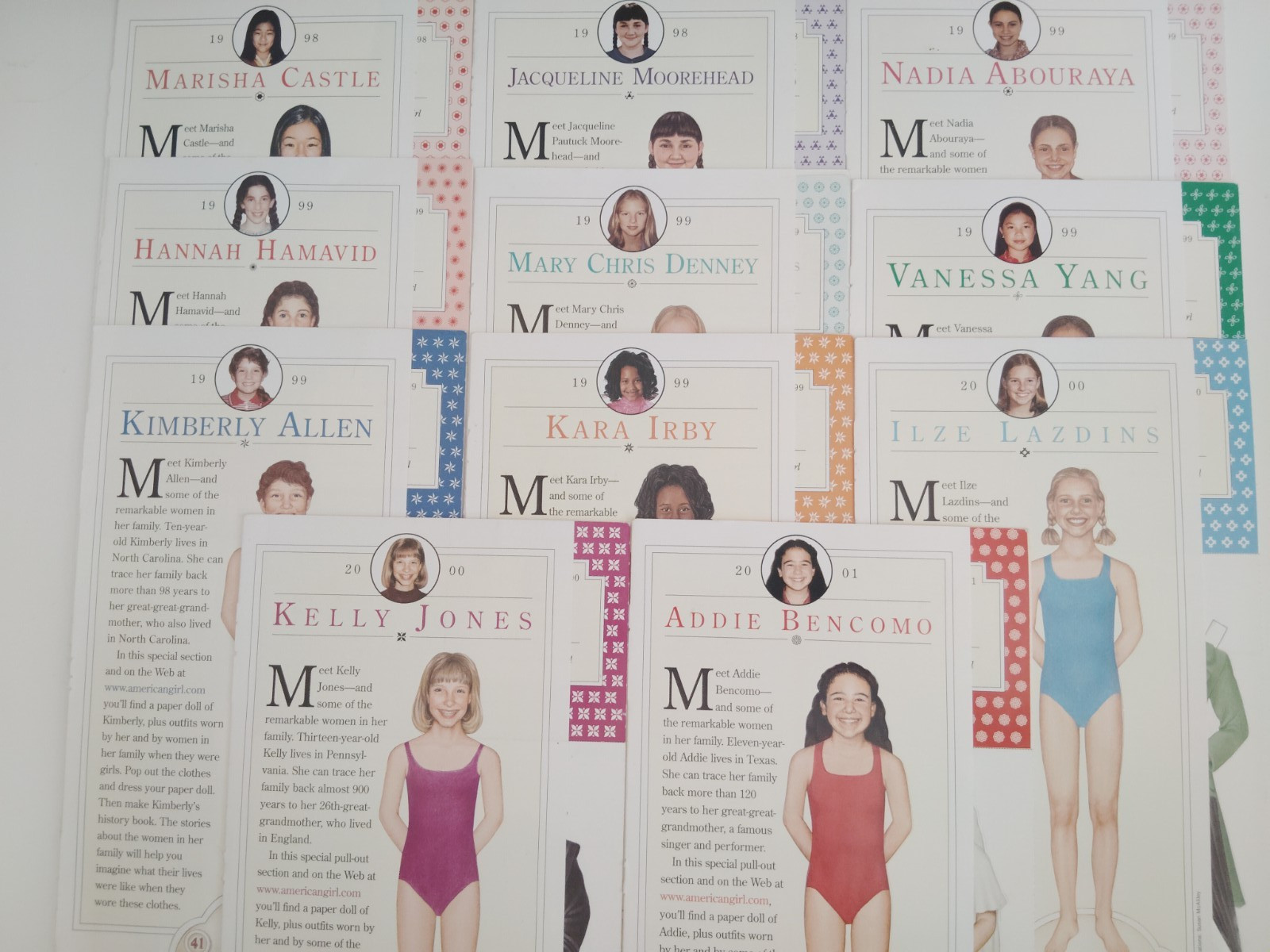 Lot of 11 American Girl Collection Paper Dolls Stands Uncut NOS 1999-2001