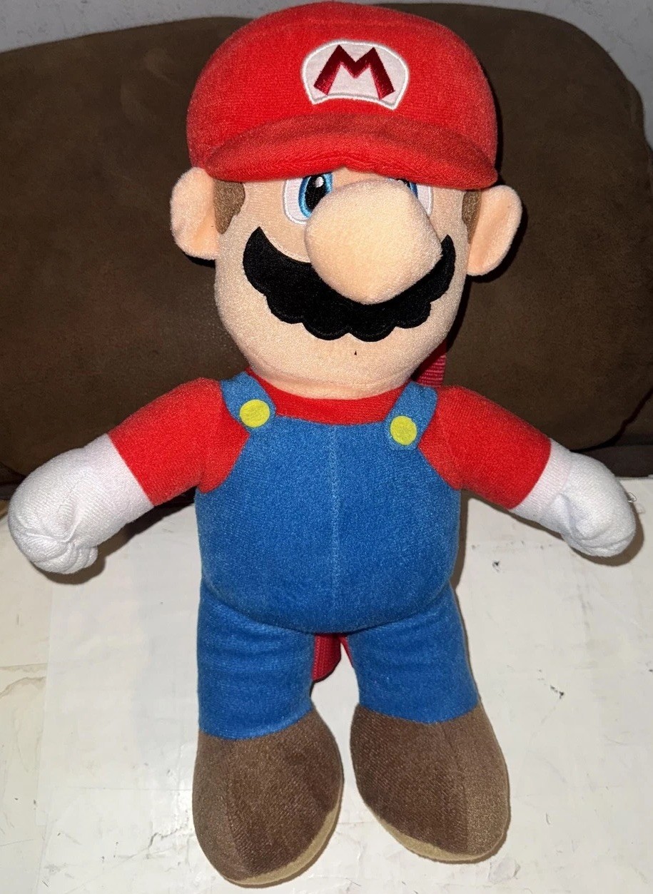 Super Mario Plush Character Backpack 15" Nintendo Kids Cosplay Toy