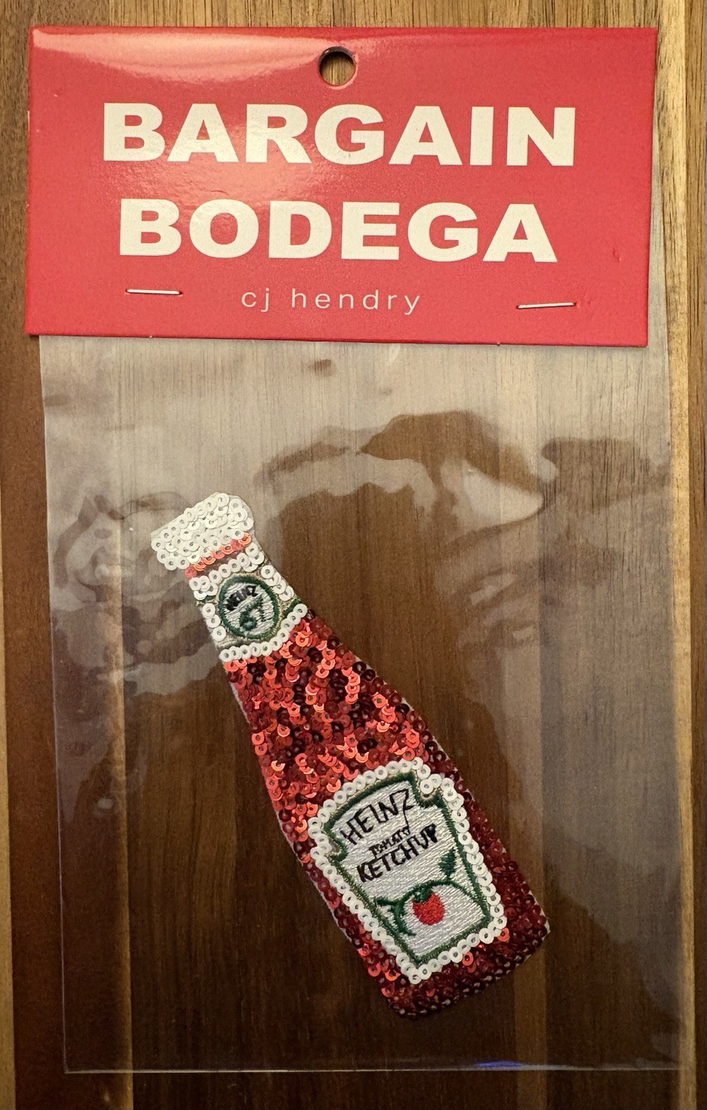 SEALED BRAND NEW Cj Hendry Bargain Bodega LMTD Edition Sequin Patch HEINZ BOTTLE