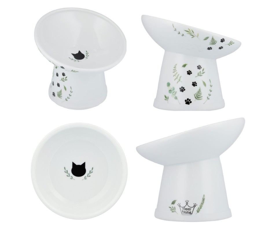 Necoichi Go Green Tilted Stress Free Cat Food Bowl
