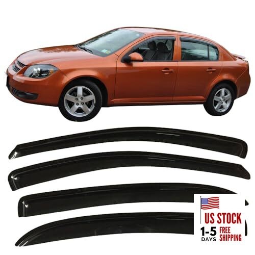 Window Visors Compatible with 2005-2010 Chevy Cobalt, Slim Style Acrylic Smoke 