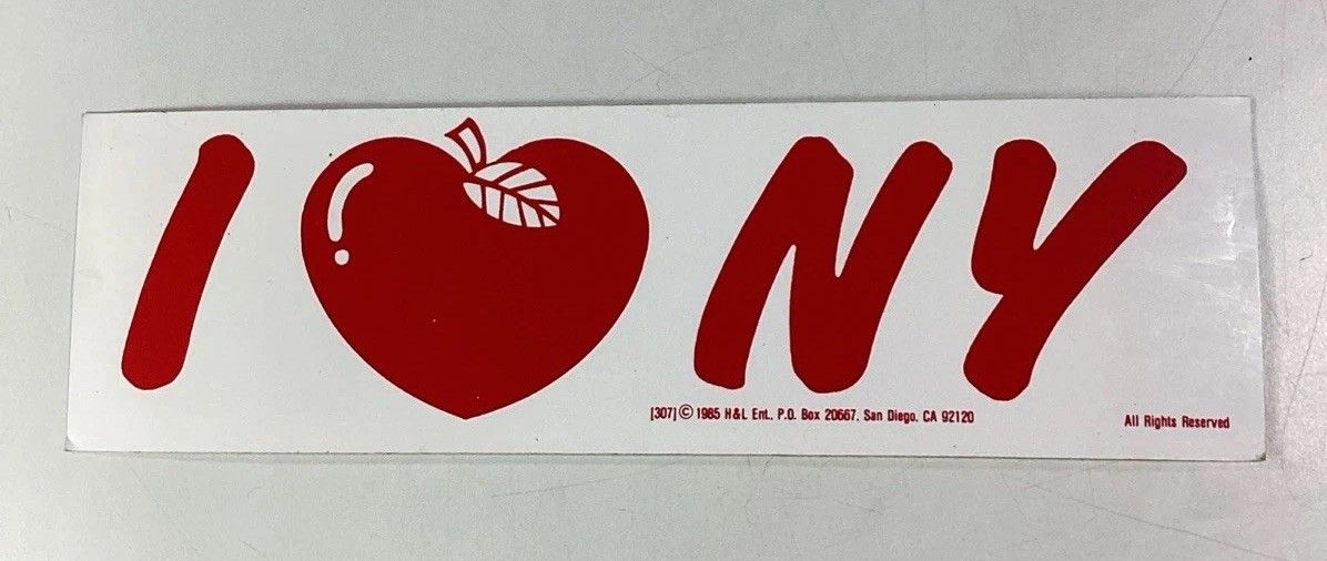 I Love New York Bumper Sticker 1985 NOS San Diego USA H&L Radwood