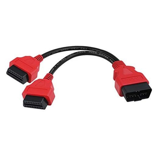 30cm/12 inch Ultra Low Profile OBDII Extension Cable, OBD II 2 Y Splitter 