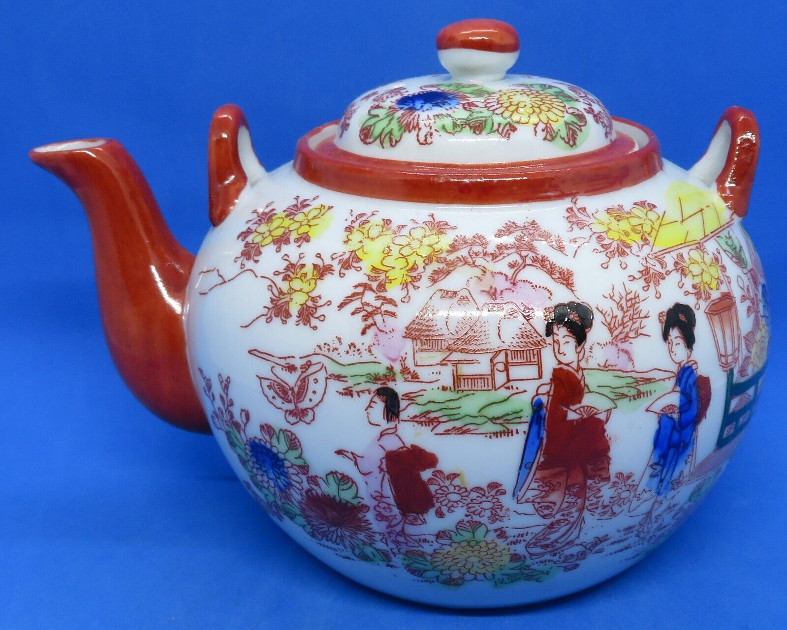 Japanese Kutani vintage Art Deco oriental antique kettle teapot