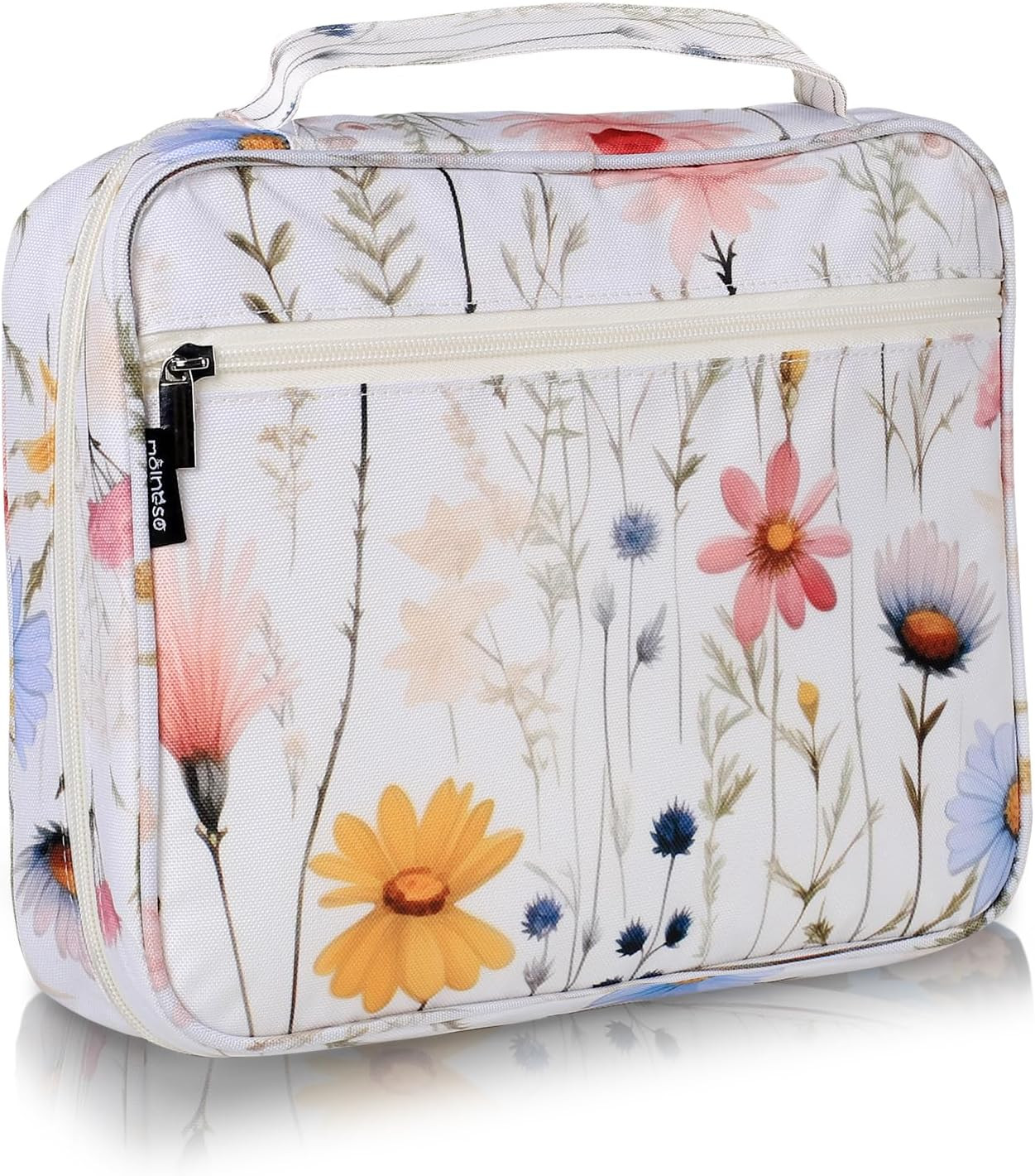 Large Bible Case for Women 11X9X3Inch, Waterproof Thick Oxford Fabric White Wild