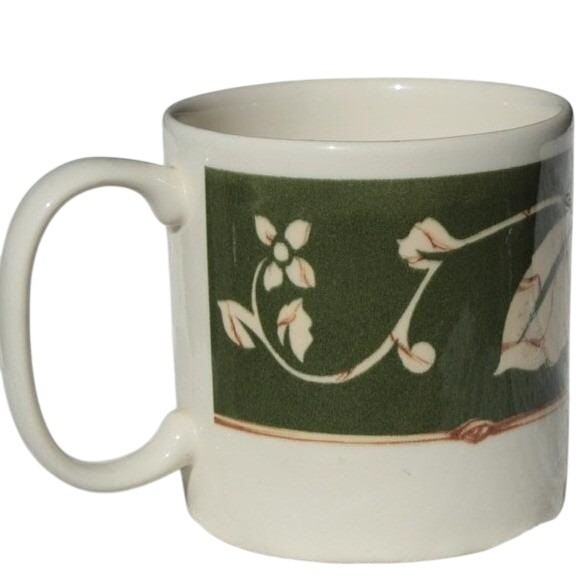 Wedgwood Home Amway 1998 Green Floral Coffee Mug Cup Made in England