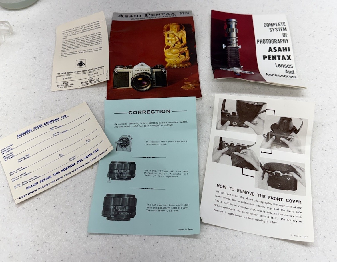 ASAHI PENTAX SV S1A CAMERA OWNERS OPERATING INSTRUCTION MANUAL Books