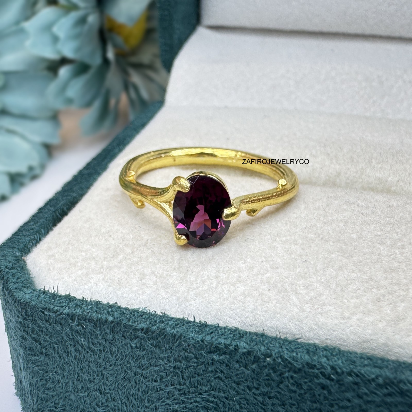 Natural Rhodolite Garnet, January Birthstone, 925 Sterling Silver, Wedding Ring