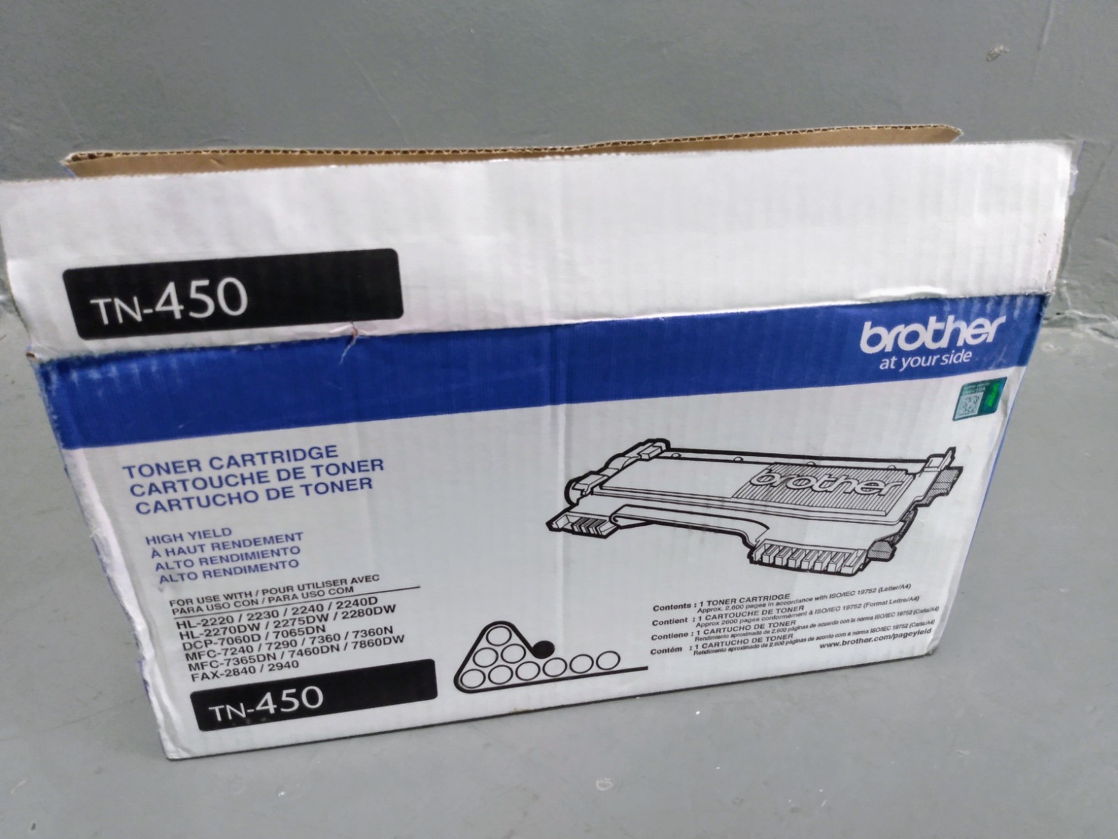 OEM Brother TN-450 High Yield Black Toner Cartridge