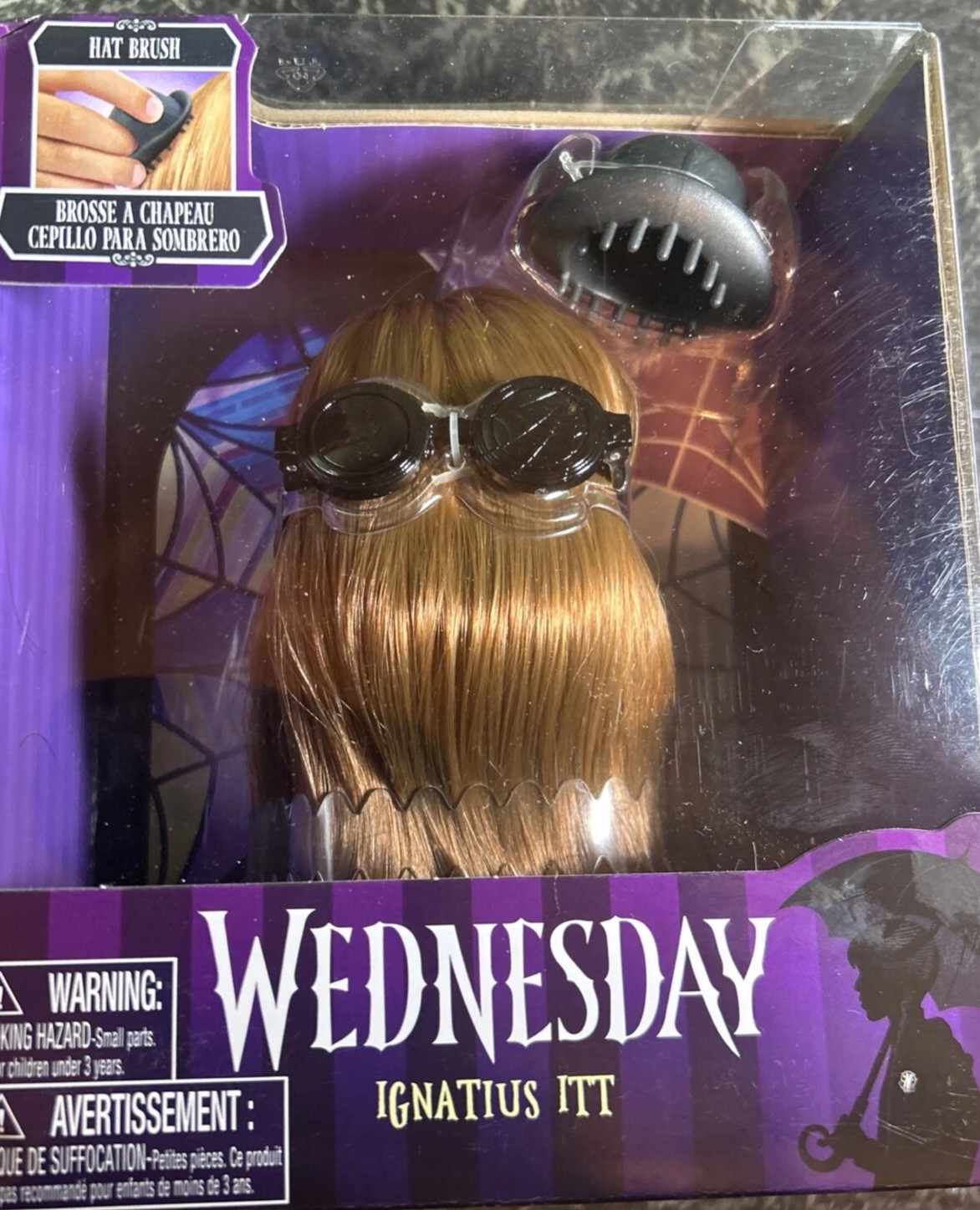 The Addams Family Wednesday IGNATIUS ITT Styling Head Hat Brush Toy Glasses MGM