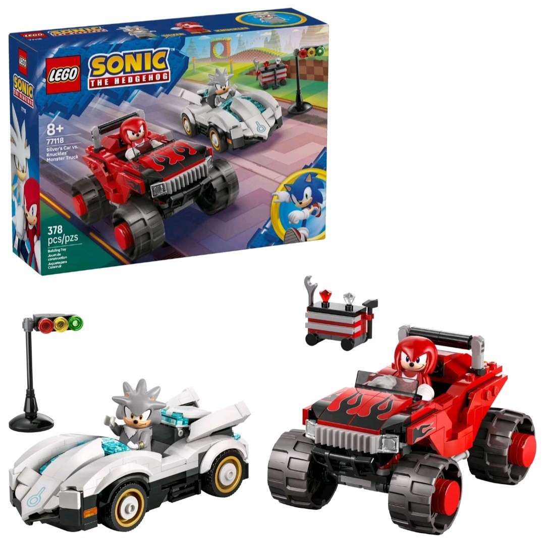 LEGO® Sonic the Hedgehog™ Silver's Car vs. Knuckles' Monster Truck 77118 NEW