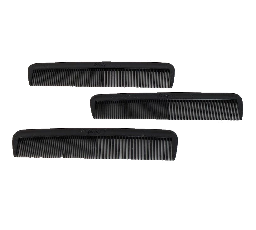 Goody Vintage Pocket Comb (Lot of 3) Black Purse Size 5" Unbreakable USA 1980s